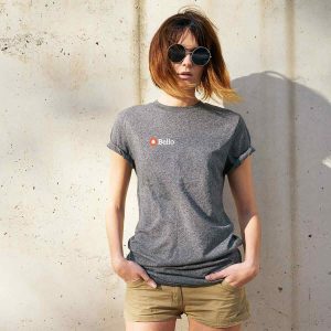 Black logo tagline female shirt